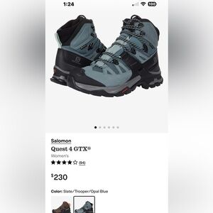 Salomon QUEST 4 womans sz 6.5 Hiking Boots $230 To $260 retail, New no box